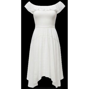 Wild Fable White Off Shoulder Asymmetrical Sun Dress SIze XS Extra Small